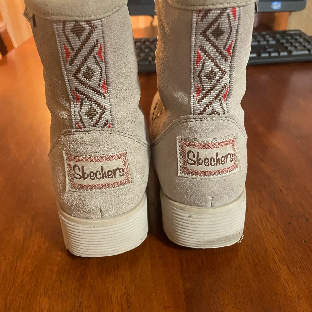 Skechers Beige Suede Ankle Boots